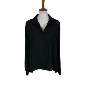 Everleigh Blouse Large Black Long Sleeve Feminine Workwear Chic Classic Minimali
